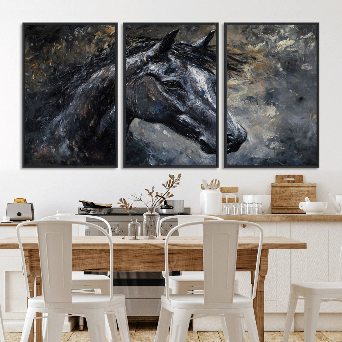 Large Abstract Horse Wall Art Canvas Print, Farmhouse Wall Art