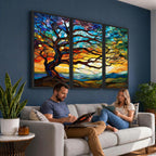 Mosaic Tree Wall Art | Ready to Hang Stained Glass Style Canvas Print