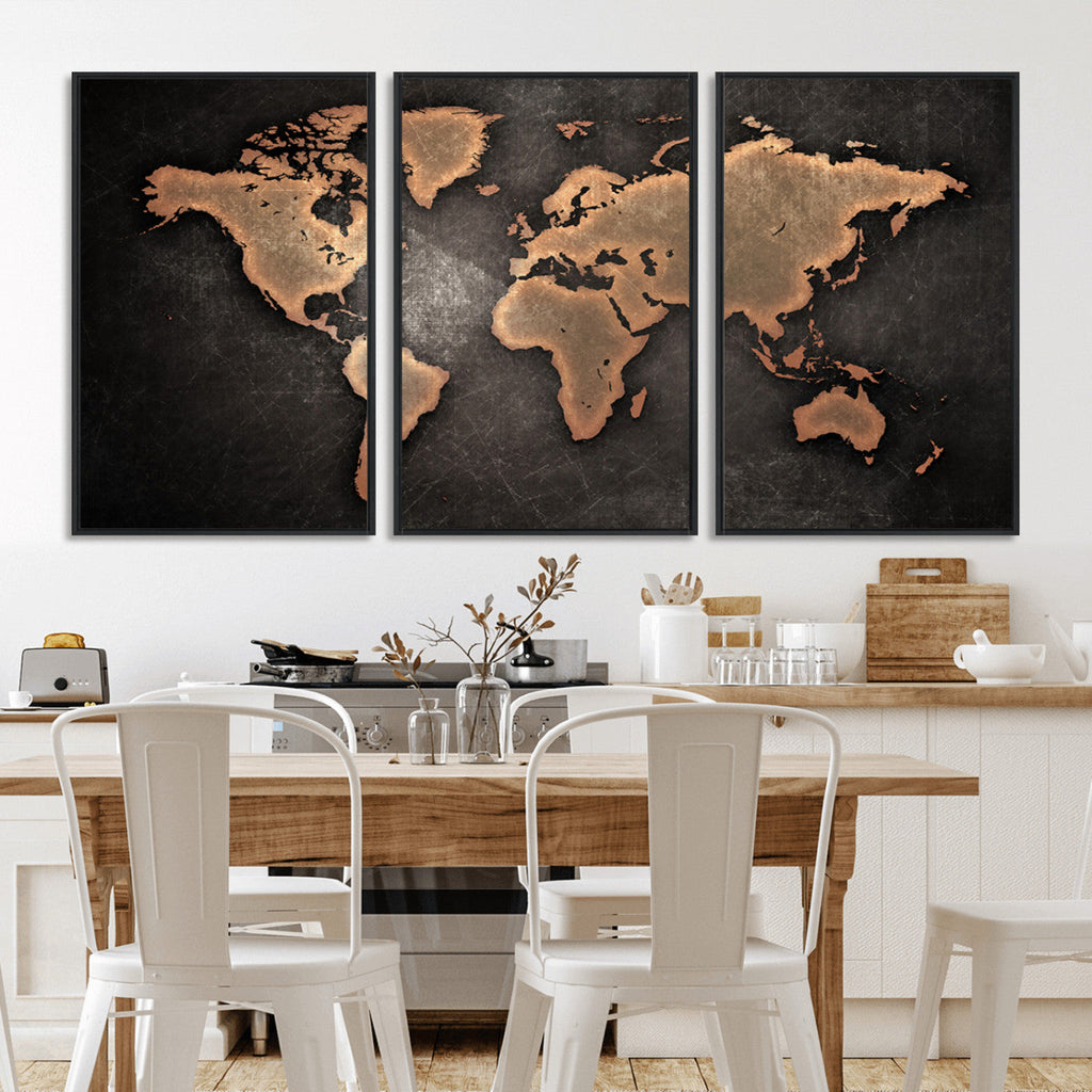 World Map Canvas Print | Framed Travel Map Wall Art for Couples