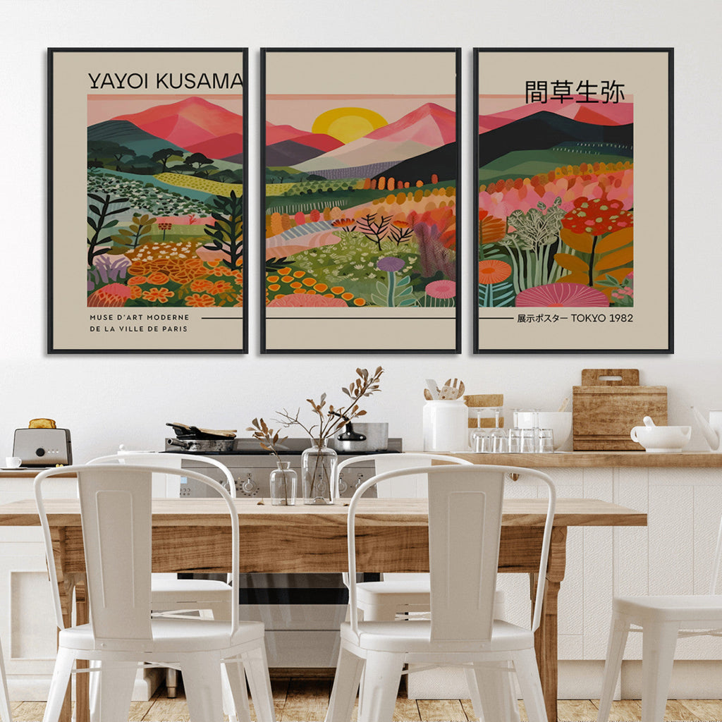 Yayoi Kusama 1986 Wall Art Print, Wabi Sabi Japanese Vibrant Abstract Landscape Canvas