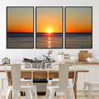 Golden Horizon Sunset Over Ocean Wall Art Canvas Print | Tropical Beach Canvas