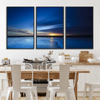 Blue Sunset Ocean Canvas Wall Art Print | Serene Coastal Horizon