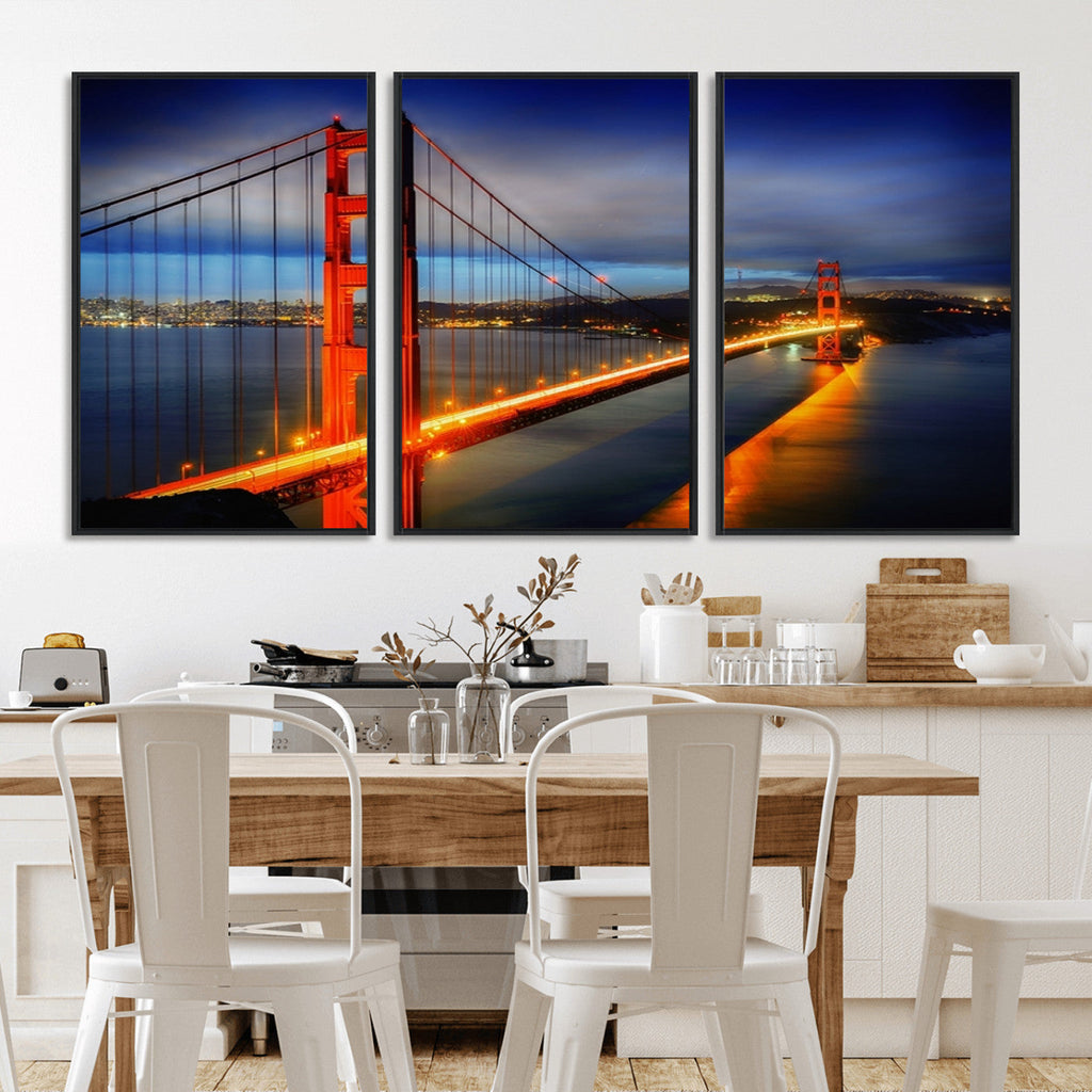 Large Wall Art San Francisco Canvas Print - Wonderful Golden Gate Bridge at Twilight