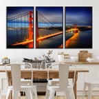 Large Wall Art San Francisco Canvas Print - Wonderful Golden Gate Bridge at Twilight