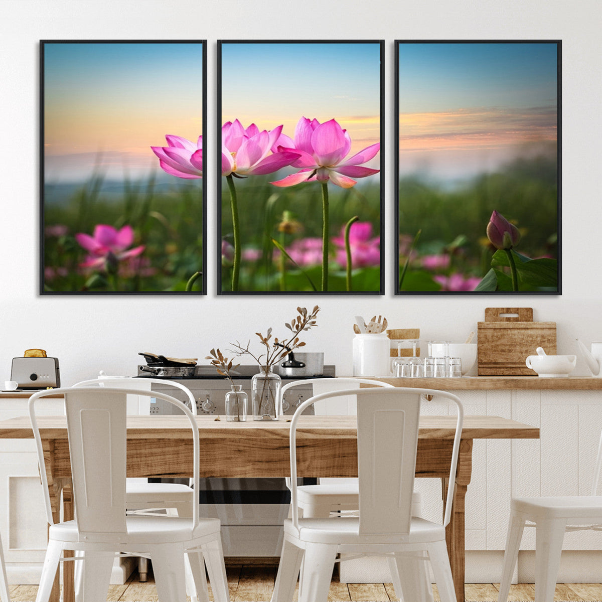 Pink Flower on the Mountain Canvas Print, Framed Pink Flower Canvas Wall Art