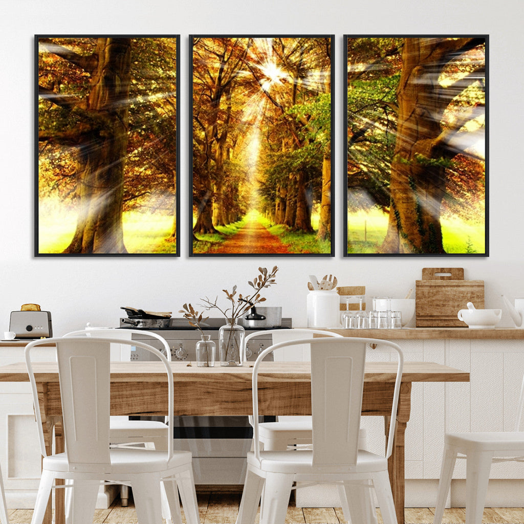Sunshine in Forest and Trees Wall Art Canvas Print