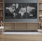 World Map Canvas Print, Detailed Map of the World Wall Art for Home or Office