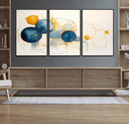 Geometric Blue Orange Abstract Wall Art Canvas, Geometric Blue Orange Canvas Print