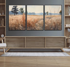 Golden Fields Canvas Wall Art Print | Serene Minimalist Landscape for Modern Decor