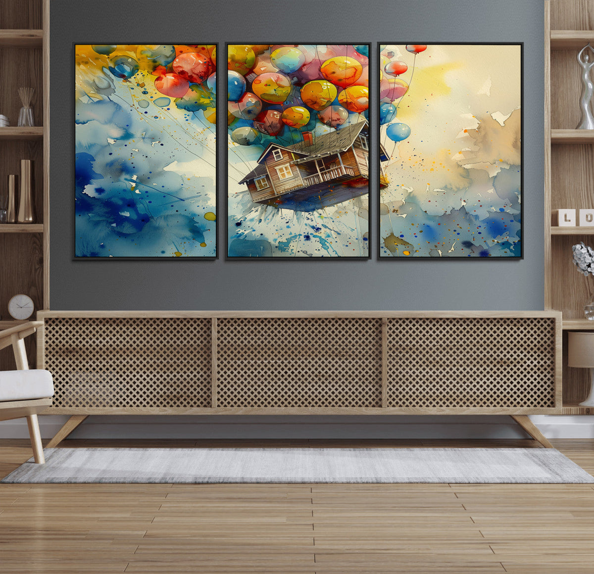 UP-Inspired Floating House with Balloons Canvas Art | Colorful Wall Decor