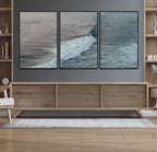 Ocean Waves Wall Art Canvas Print, Framed Coastal Serenity Surf Scene