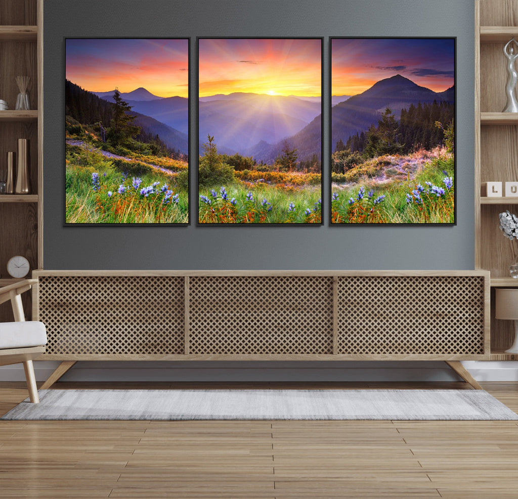 Mountain and Spring Wall Art Canvas Print