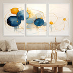 Geometric Blue Orange Abstract Wall Art Canvas, Geometric Blue Orange Canvas Print