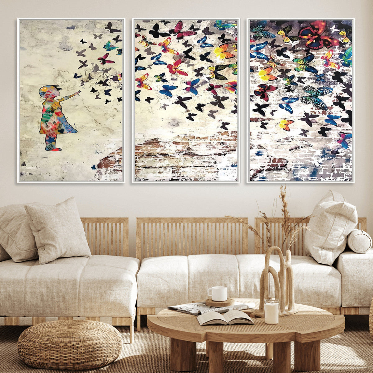 Banksy Wall Art - Banksy Girl Butterfly Graffiti Wall Art