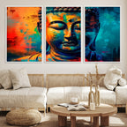 Colorful Buddha Wall Art | Framed Abstract Portrait Canvas