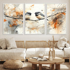 Beautiful Birds Wall Art | Framed Watercolor Branch Canvas