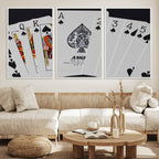 Poker Wall Art - Playing Cards Canvas Wall Art Print - Ace of Spades and Royal Flush Design