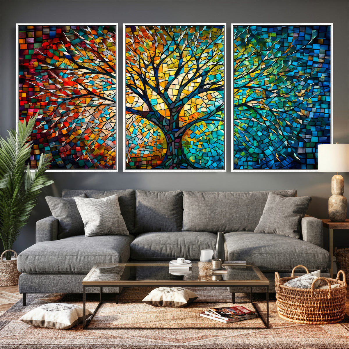 Yggdrasil Tree of Life Wall Art Print | Mosaic Style Canvas Wall Art