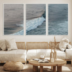 Ocean Waves Wall Art Canvas Print, Framed Coastal Serenity Surf Scene