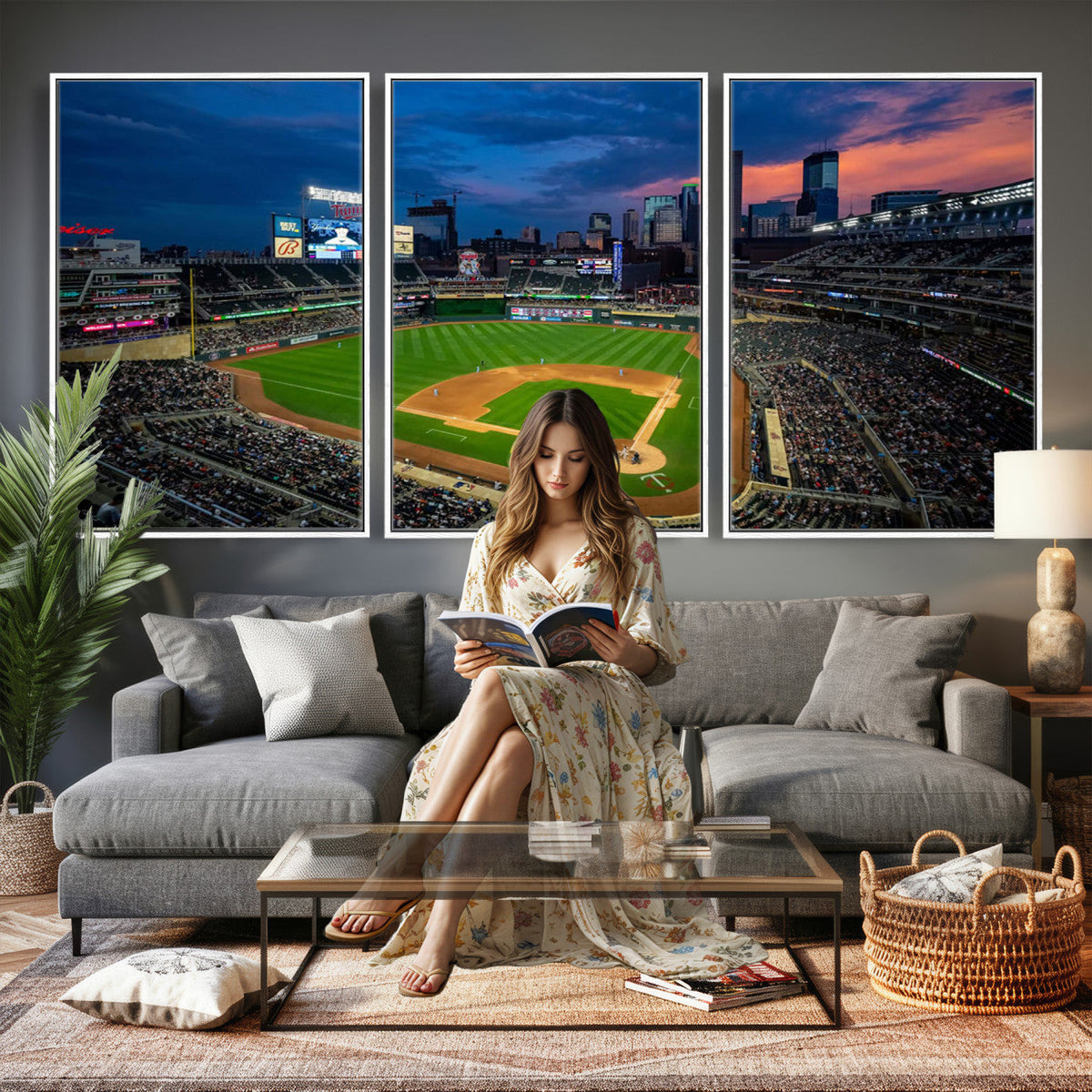 Target Field Wall Art Canvas Print, Baseball Stadium Scene