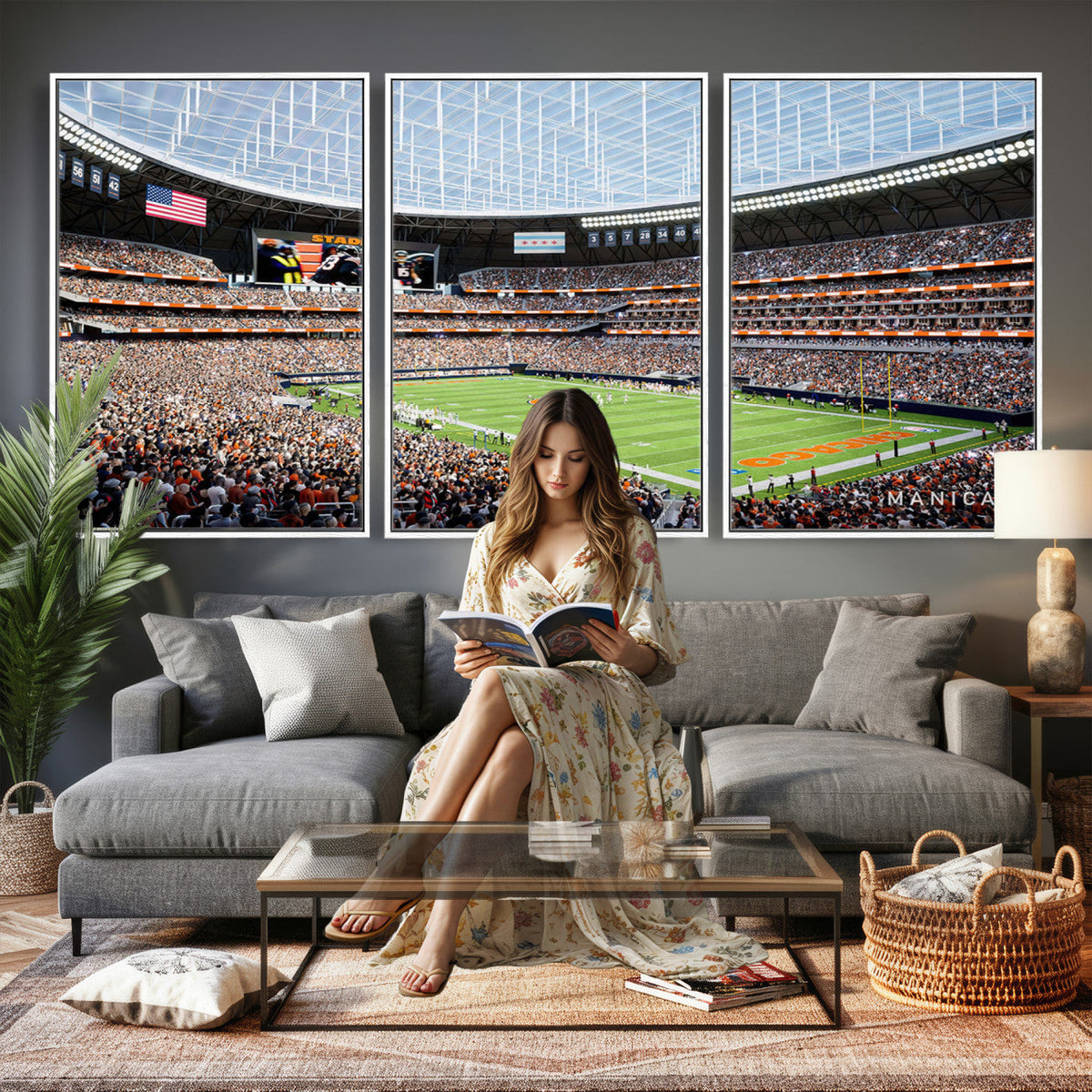 Chicago Bears Soldiers Field Wall Art Canvas Print, Framed and Ready to Hang