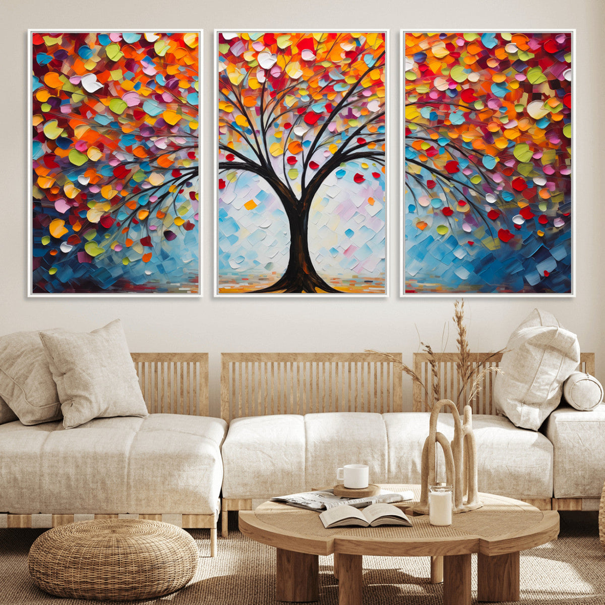 Vibrant Tree of Life Canvas Wall Art | Colorful Abstract Nature