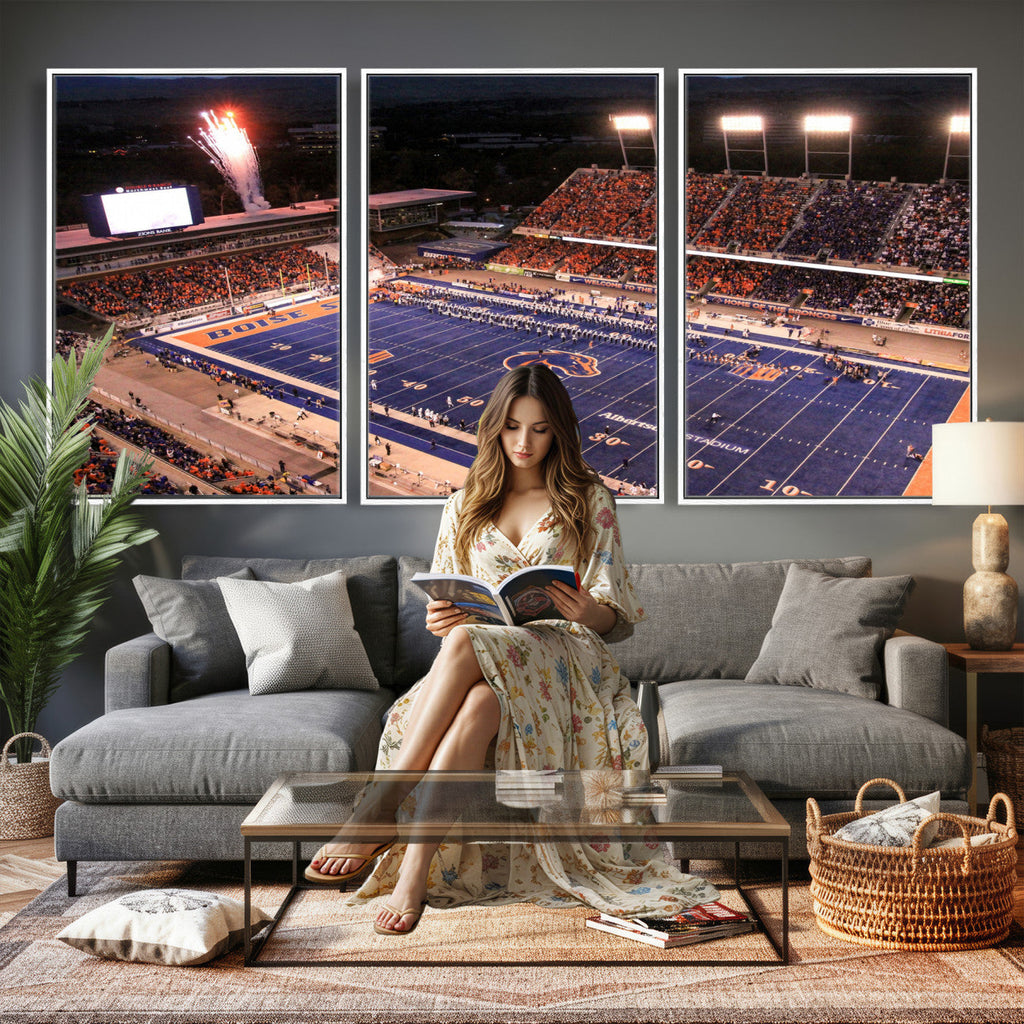 Boise State Broncos Albertsons Stadium Wall Art Canvas Print
