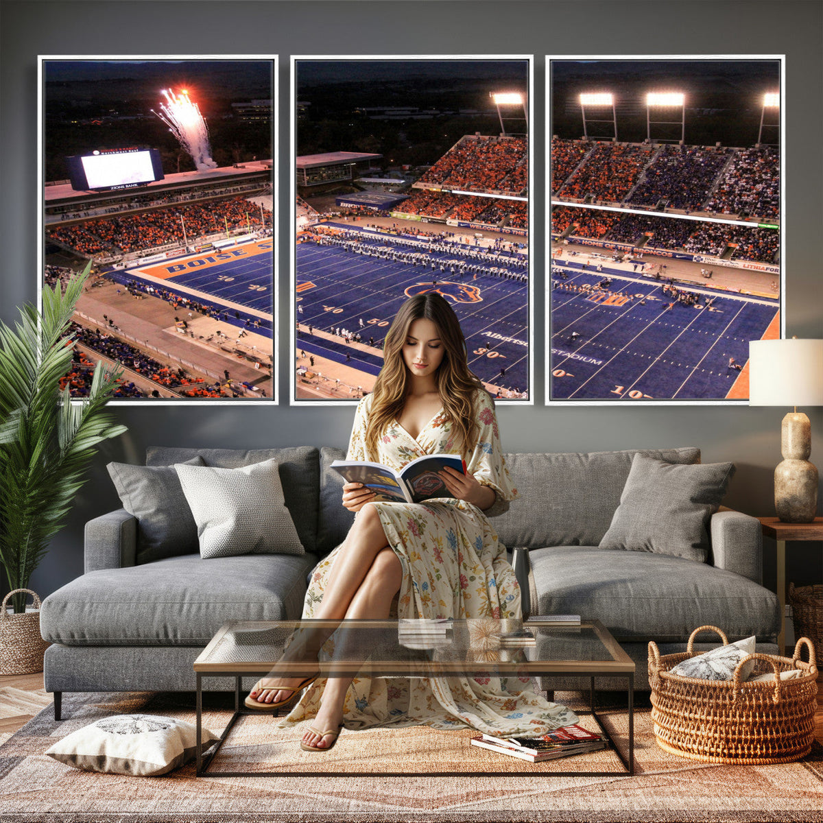 Boise State Broncos Albertsons Stadium Wall Art Canvas Print