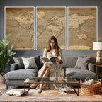 Dark World Map Canvas Print | Framed Travel Map Wall Art