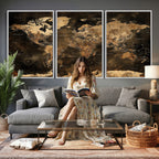 World Map Canvas Print, Modern Decorative Framed Map Artwork