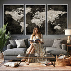 Vintage World Map Wall Art Canvas Print | Framed Large Map Wall Art