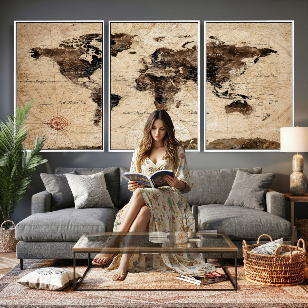 World Map Wall Art Canvas Print