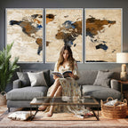 World Map Canvas Art Print | Framed Travel Map Wall Art