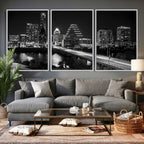 Austin Skyline Wall Art Canvas Print, Austin Downtown Night Cityscape