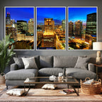 Chicago Wall Art Canvas Print - Chicago City Downtown Night Cityscape