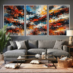 Lyrical Abstract Wall Art Canvas Print, Orange Blue Abstract