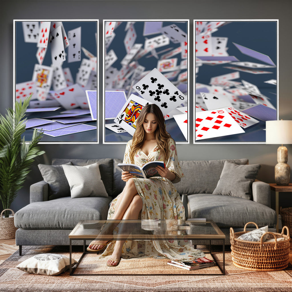 Playing Cards Canvas Wall Art | Casino Game Room Decor