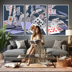 Playing Cards Canvas Wall Art | Casino Game Room Decor