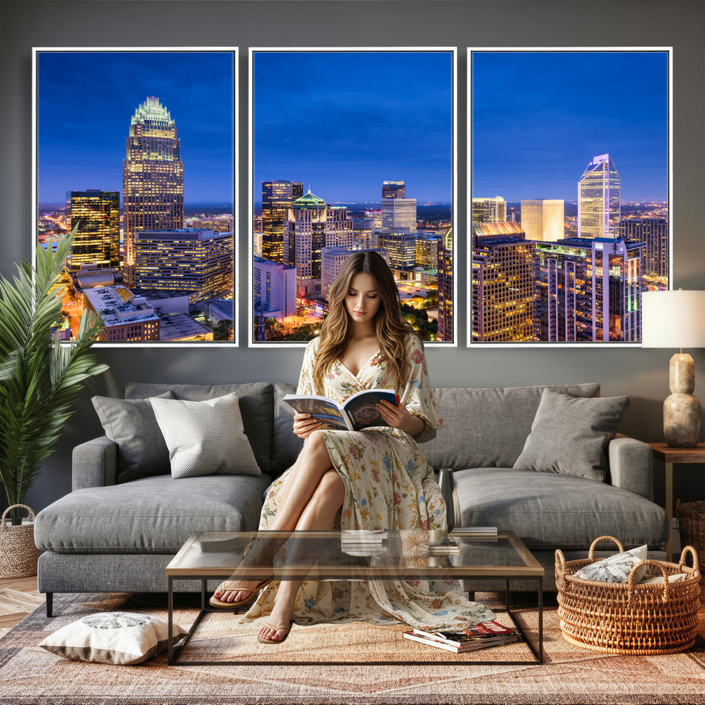 Charlotte Skyline Canvas Wall Art Print | North Carolina Cityscape