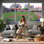New York Mets Baseball Team Print, Citi Field Baseball Stadium Wall Art
