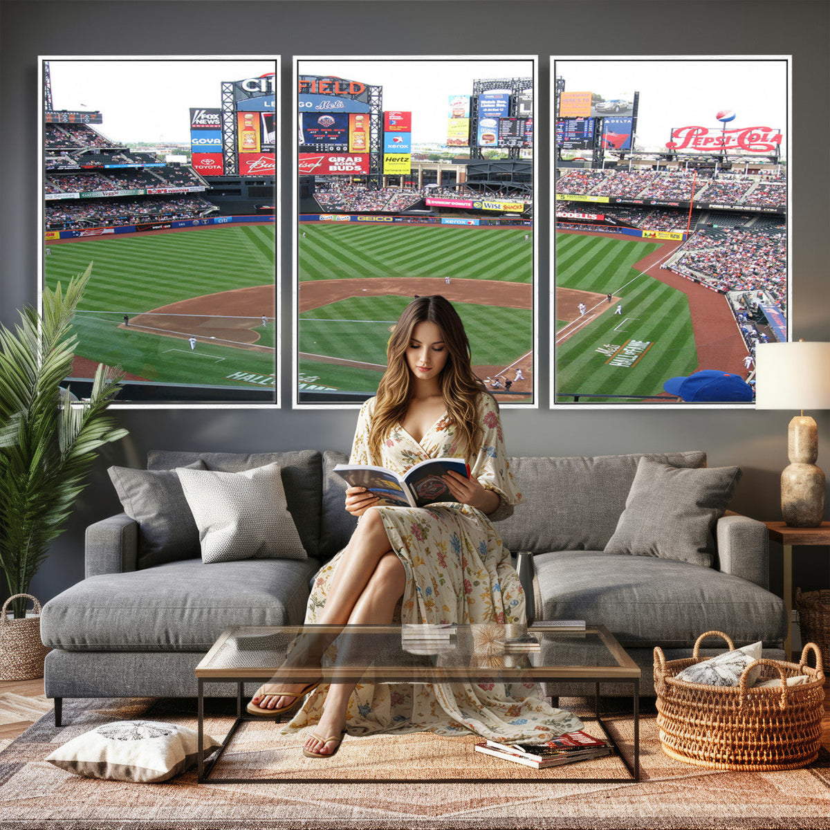 New York Mets Baseball Team Print, Citi Field Baseball Stadium Wall Art