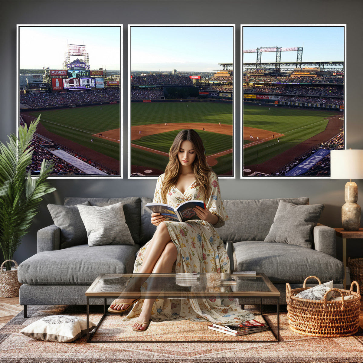 Colorado Rockies Coors Field Wall Art Canvas Print, MLB Baseball Stadium