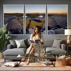 Dodger Stadium Sunset Game Triple Canvas Wall Art, Los Angeles Dodgers MLB Match