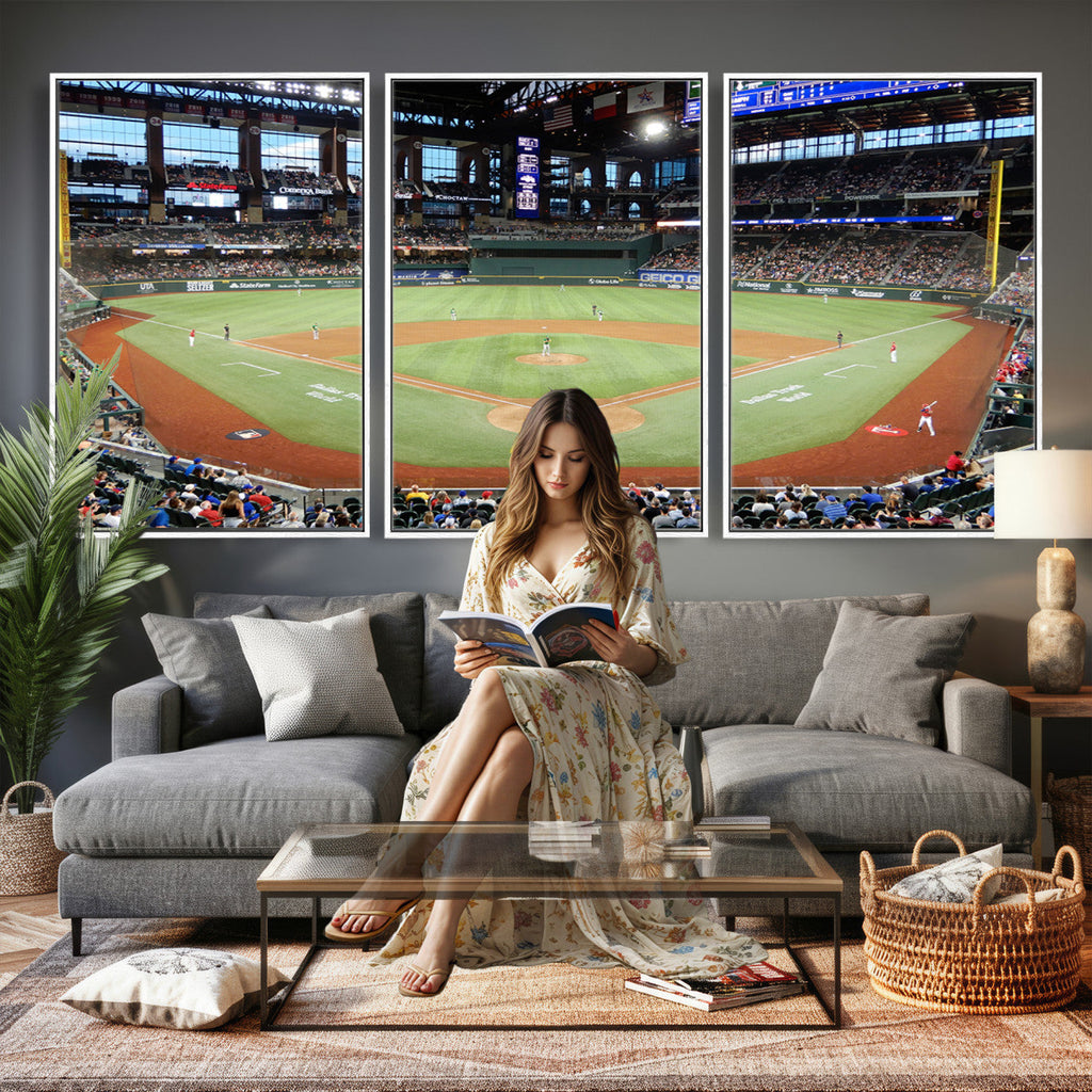 Texas Rangers Baseball Team Print, Arlington Globe Life Field Stadium Wall Art