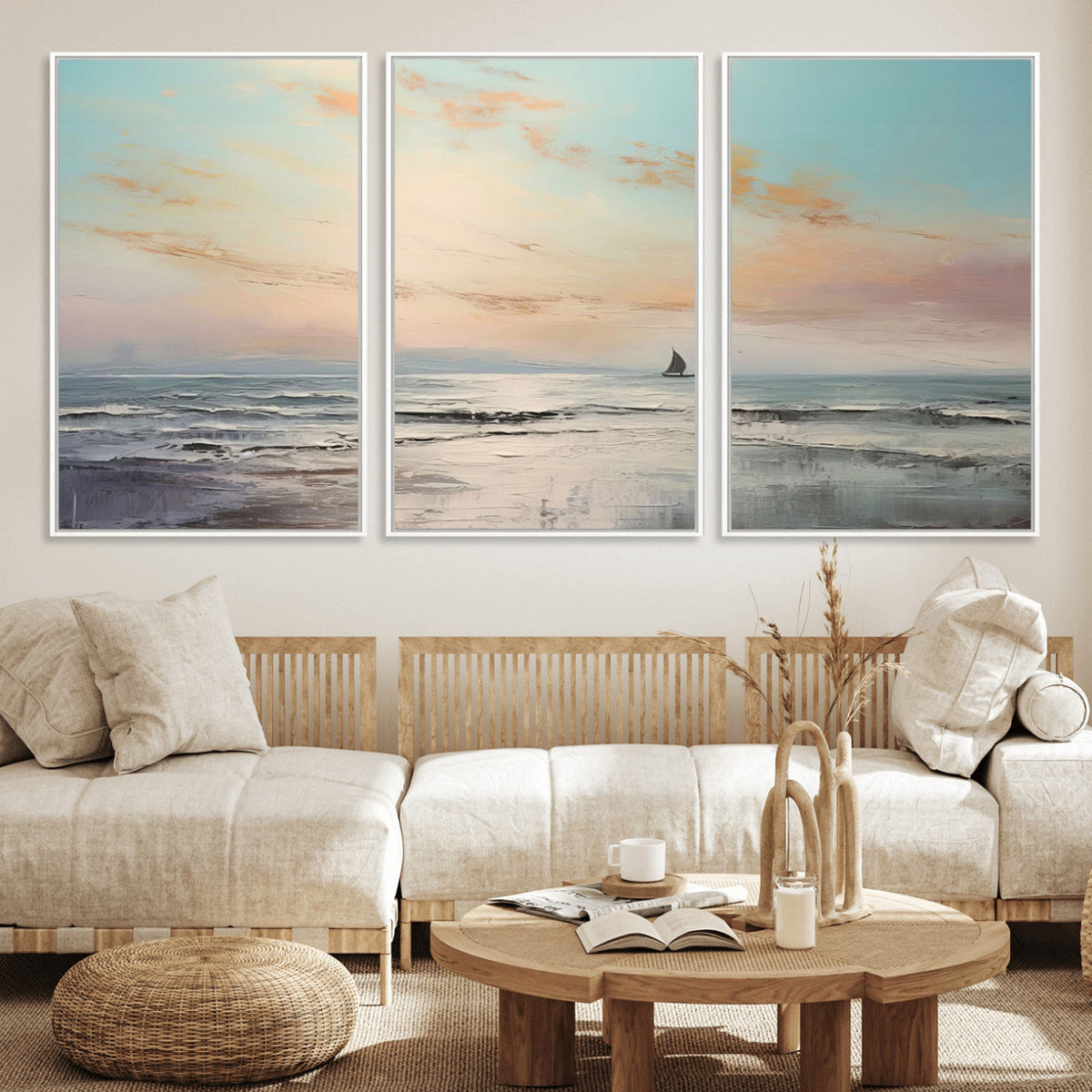 Abstract Ocean Wall Art, Boat Wall Art Canvas Print