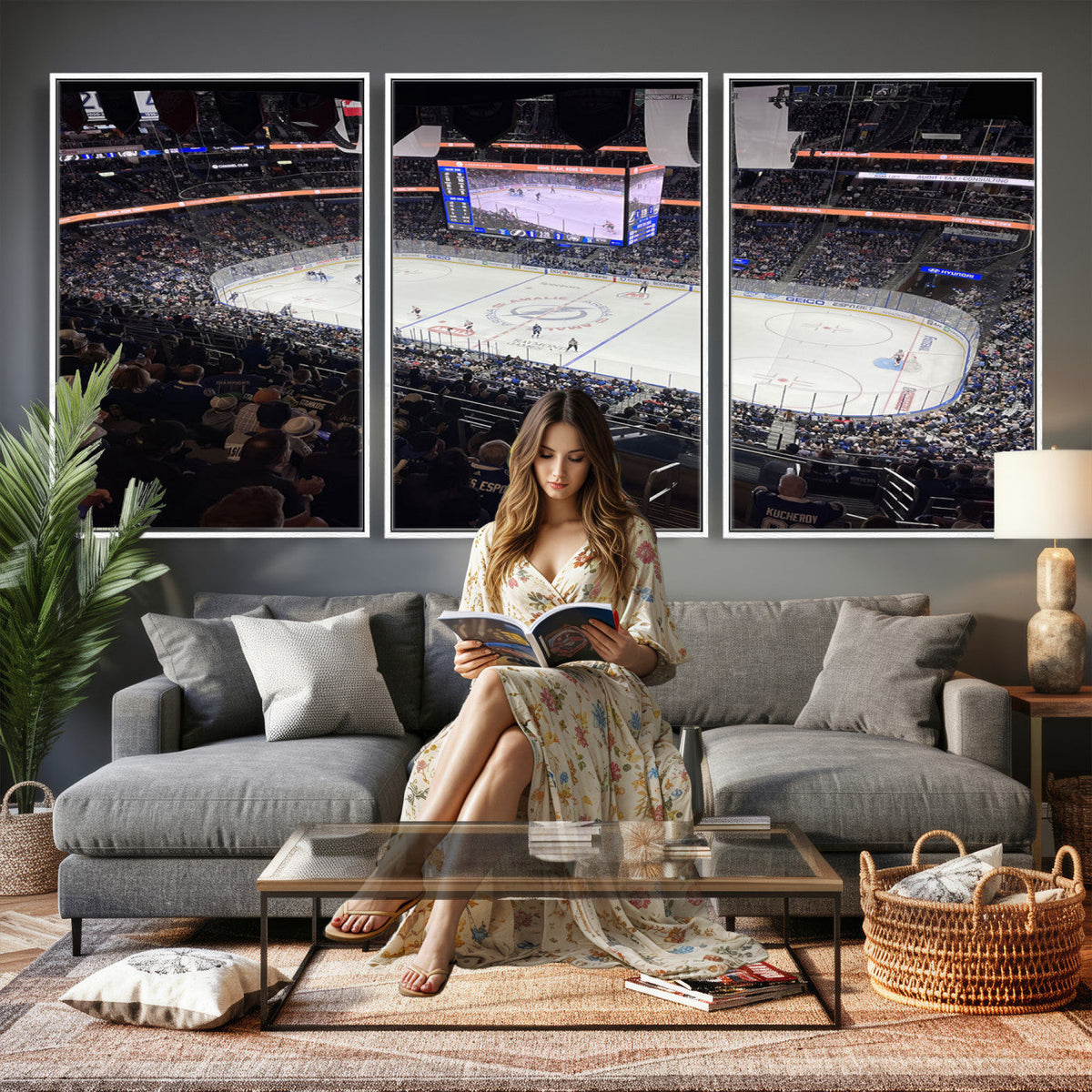 Amalie Arena Florida Wall Art Canvas Print, NHL Hockey, Framed and Ready to Hang