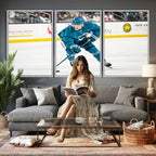 San Jose Sharks Ice Hockey Player Wall Art Canvas Print