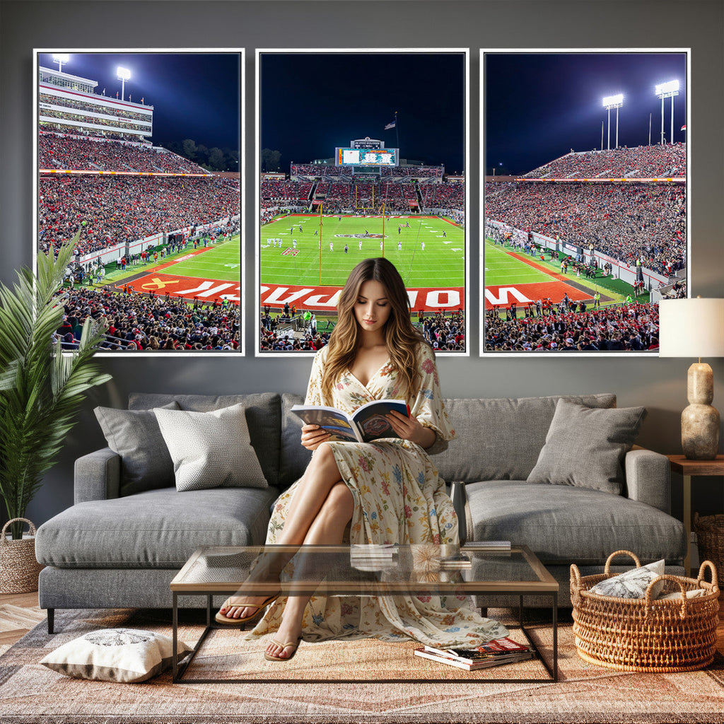 Wolfpack Football Team Print, Raleigh Carter-Finley Stadium