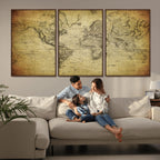 Push Pin World Map Canvas Print | Travel Tracker Wall Art