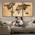 Push Pin World Map Canvas Print | Framed Travel Tracker Wall Art